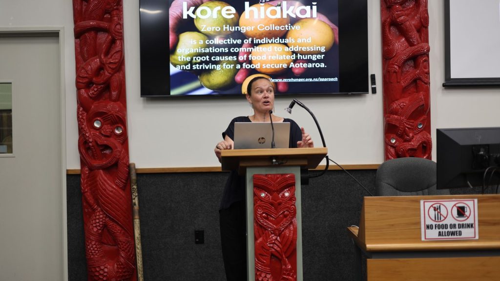 Go Eco’s Pou Kai and Wai Lead, Hera Denton, speaking at the Waikato Kai Hui 2025. The hui brought together kai leaders from across the region - whānau, growers, educators, researchers, hapori practitioners, and small-scale pākihi - united by a shared commitment to strengthening kai systems grounded in mātauranga Māori and community resilience. Hosted by Go Eco and the Waikato Wellbeing Project.
